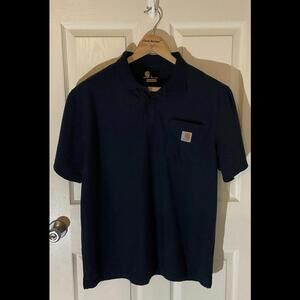 Carhartt Mens Shirt Size Large Blue Navy Original Fit Short Sleeve Polo K570 NVY